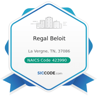 Regal Beloit - NAICS Code 423990 - Other Miscellaneous Durable Goods Merchant Wholesalers