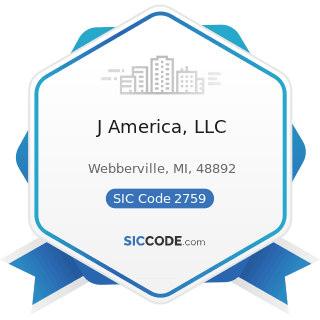J America, LLC - SIC Code 2759 - Commercial Printing, Not Elsewhere Classified