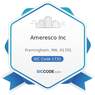 Ameresco Inc - SIC Code 1731 - Electrical Work
