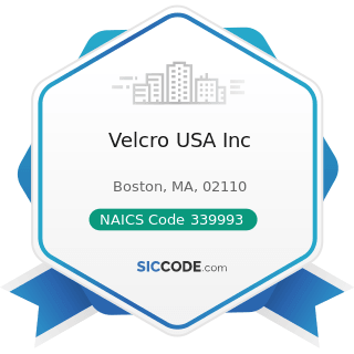 Velcro USA Inc - NAICS Code 339993 - Fastener, Button, Needle, and Pin Manufacturing