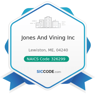 Jones And Vining Inc - NAICS Code 326299 - All Other Rubber Product Manufacturing