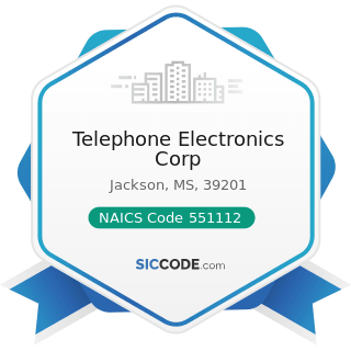 Telephone Electronics Corp - NAICS Code 551112 - Offices of Other Holding Companies