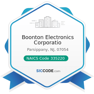 Boonton Electronics Corporatio - NAICS Code 335220 - Major Household Appliance Manufacturing