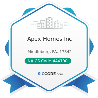 Apex Homes Inc - NAICS Code 444190 - Other Building Material Dealers