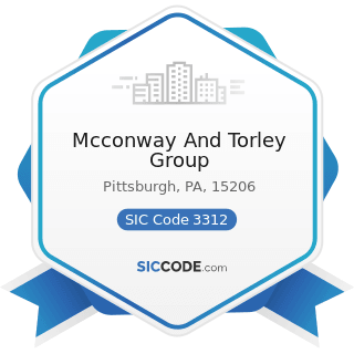 Mcconway And Torley Group - SIC Code 3312 - Steel Works, Blast Furnaces (including Coke Ovens),...