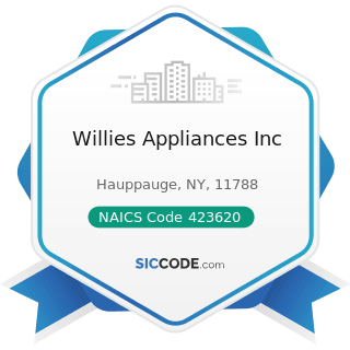 Willies Appliances Inc - NAICS Code 423620 - Household Appliances, Electric Housewares, and...