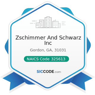 Zschimmer And Schwarz Inc - NAICS Code 325613 - Surface Active Agent Manufacturing