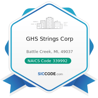 GHS Strings Corp - NAICS Code 339992 - Musical Instrument Manufacturing