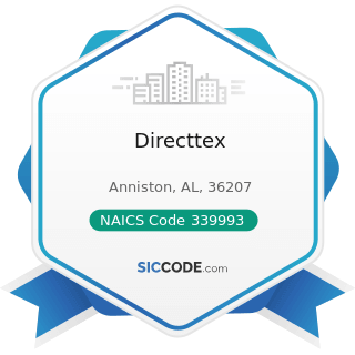 Directtex - NAICS Code 339993 - Fastener, Button, Needle, and Pin Manufacturing