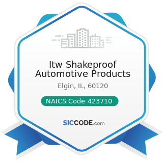 Itw Shakeproof Automotive Products - NAICS Code 423710 - Hardware Merchant Wholesalers