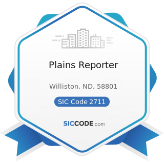 Plains Reporter - SIC Code 2711 - Newspapers: Publishing, or Publishing and Printing