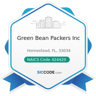 Green Bean Packers Inc - NAICS Code 424420 - Packaged Frozen Food Merchant Wholesalers