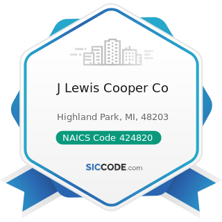 J Lewis Cooper Co - NAICS Code 424820 - Wine and Distilled Alcoholic Beverage Merchant...