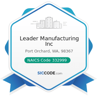 Leader Manufacturing Inc - NAICS Code 332999 - All Other Miscellaneous Fabricated Metal Product...
