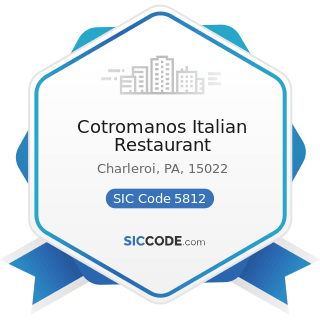 Cotromanos Italian Restaurant - SIC Code 5812 - Eating Places