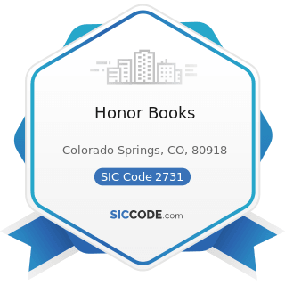 Honor Books - SIC Code 2731 - Books: Publishing, or Publishing and Printing