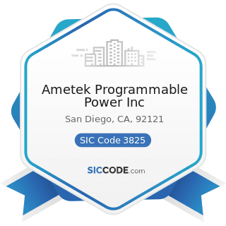 Ametek Programmable Power Inc - SIC Code 3825 - Instruments for Measuring and Testing of...