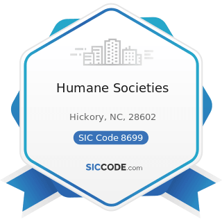 Humane Societies - SIC Code 8699 - Membership Organizations, Not Elsewhere Classified
