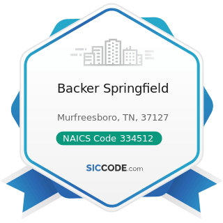Backer Springfield - NAICS Code 334512 - Automatic Environmental Control Manufacturing for...