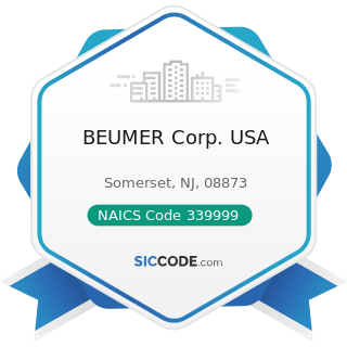 BEUMER Corp. USA - NAICS Code 339999 - All Other Miscellaneous Manufacturing