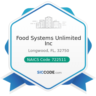 Food Systems Unlimited Inc - NAICS Code 722511 - Full-Service Restaurants