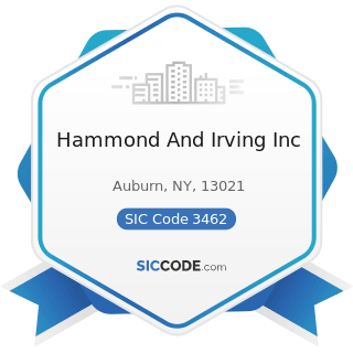 Hammond And Irving Inc - SIC Code 3462 - Iron and Steel Forgings
