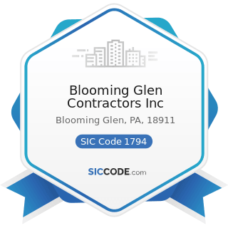 Blooming Glen Contractors Inc - SIC Code 1794 - Excavation Work