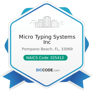 Micro Typing Systems Inc - NAICS Code 325412 - Pharmaceutical Preparation Manufacturing
