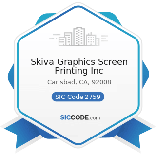 Skiva Graphics Screen Printing Inc - SIC Code 2759 - Commercial Printing, Not Elsewhere...