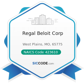 Regal Beloit Corp - NAICS Code 423610 - Electrical Apparatus and Equipment, Wiring Supplies, and...