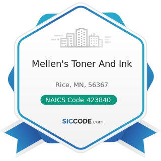 Mellen's Toner And Ink - NAICS Code 423840 - Industrial Supplies Merchant Wholesalers