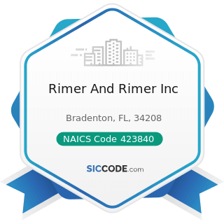 Rimer And Rimer Inc - NAICS Code 423840 - Industrial Supplies Merchant Wholesalers