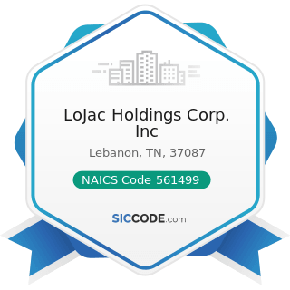 LoJac Holdings Corp. Inc - NAICS Code 561499 - All Other Business Support Services
