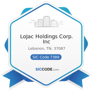 LoJac Holdings Corp. Inc - SIC Code 7389 - Business Services, Not Elsewhere Classified