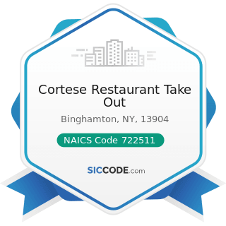 Cortese Restaurant Take Out - NAICS Code 722511 - Full-Service Restaurants