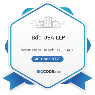 Bdo USA LLP - SIC Code 8721 - Accounting, Auditing, and Bookkeeping Services