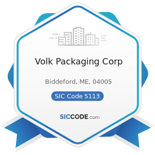 Volk Packaging Corp - SIC Code 5113 - Industrial and Personal Service Paper
