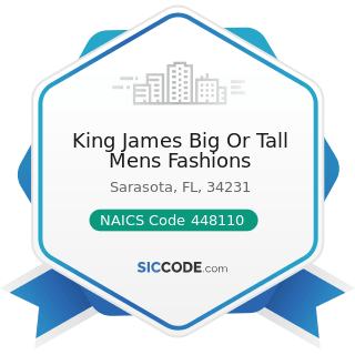 King James Big Or Tall Mens Fashions - NAICS Code 448110 - Men's Clothing Stores