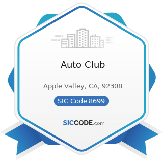 Auto Club - SIC Code 8699 - Membership Organizations, Not Elsewhere Classified