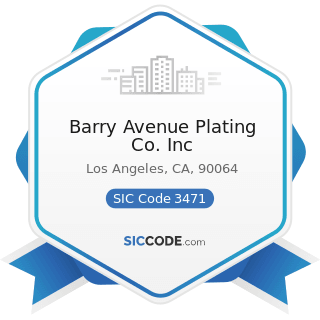 Barry Avenue Plating Co. Inc - SIC Code 3471 - Electroplating, Plating, Polishing, Anodizing,...