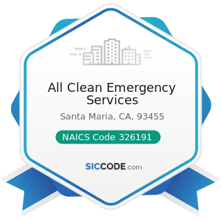 All Clean Emergency Services - NAICS Code 326191 - Plastics Plumbing Fixture Manufacturing