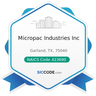 Micropac Industries Inc - NAICS Code 423690 - Other Electronic Parts and Equipment Merchant...