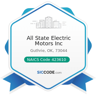 All State Electric Motors Inc - NAICS Code 423610 - Electrical Apparatus and Equipment, Wiring...
