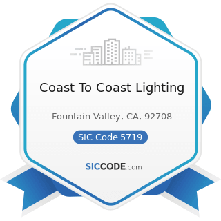 Coast To Coast Lighting - SIC Code 5719 - Miscellaneous Home Furnishings Stores