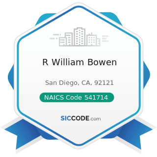 R William Bowen - NAICS Code 541714 - Research and Development in Biotechnology (except...