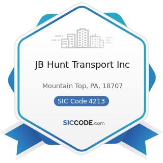 JB Hunt Transport Inc - SIC Code 4213 - Trucking, except Local