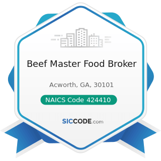 Beef Master Food Broker - NAICS Code 424410 - General Line Grocery Merchant Wholesalers