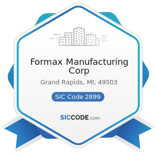 Formax Manufacturing Corp - SIC Code 2899 - Chemicals and Chemical Preparations, Not Elsewhere...