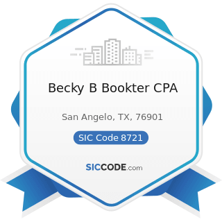 Becky B Bookter CPA - SIC Code 8721 - Accounting, Auditing, and Bookkeeping Services