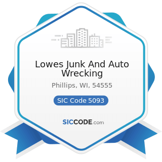 Lowes Junk And Auto Wrecking - SIC Code 5093 - Scrap and Waste Materials